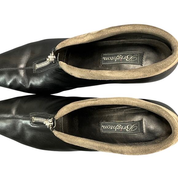 Brighton Stacey Black Leather Heel Front Zip Ankle Bootie Women 8.5 - Picture 5 of 8